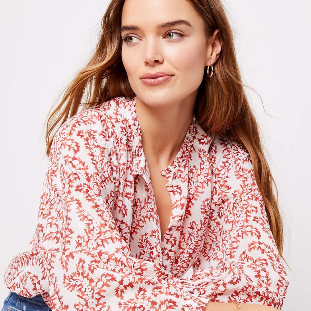 LOFT VINE RUFFLE BLOUSE - Picture 2 of 3